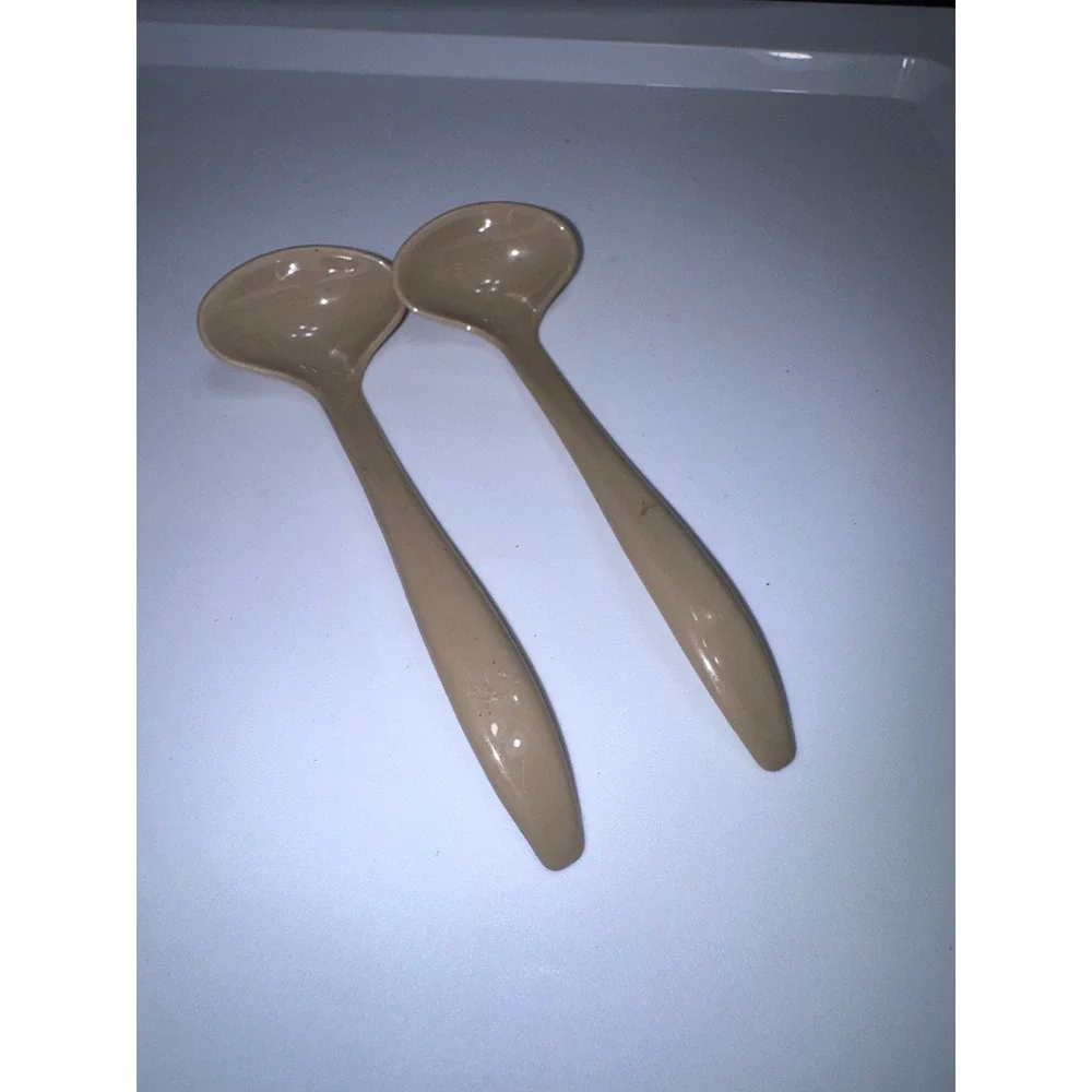 Vintage Tupperware Tan Gravy Sauce Ladles Set of 2 Harvest Gold 872-5 872-7
